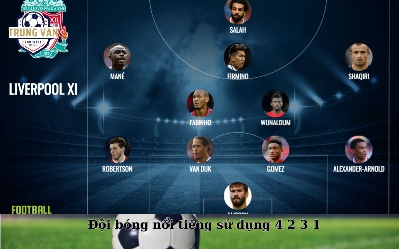 Đội bóng nổi tiếng sử dụng 4 2 3 1